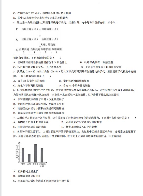 2023年北京高考生物真题试卷含答案