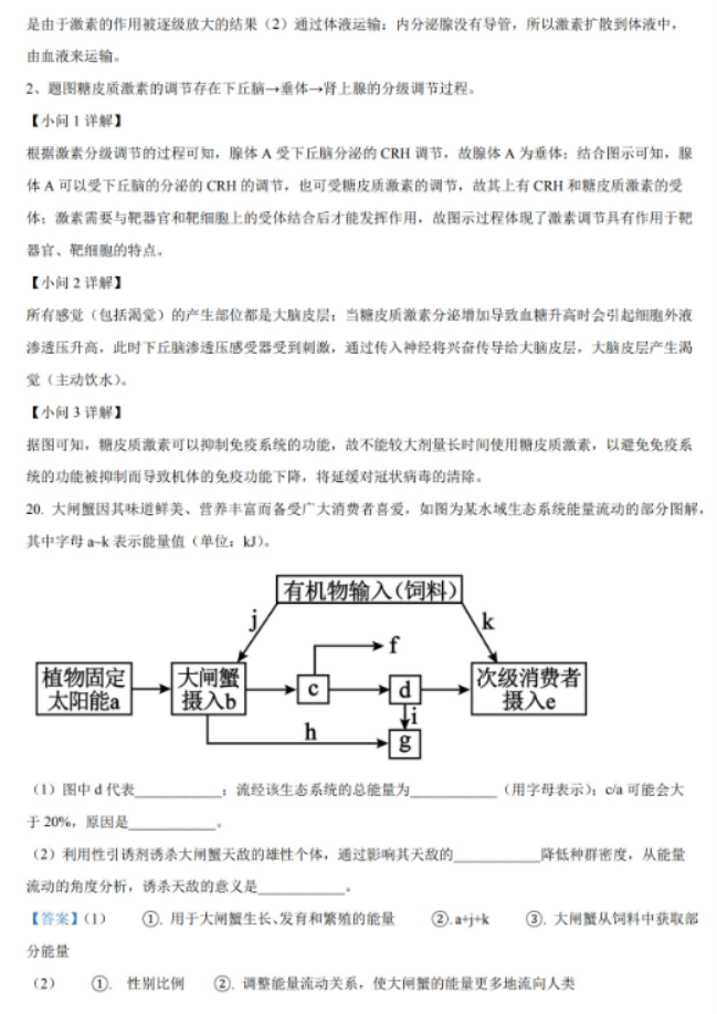湖南2024高三11月期中生物真题含答案