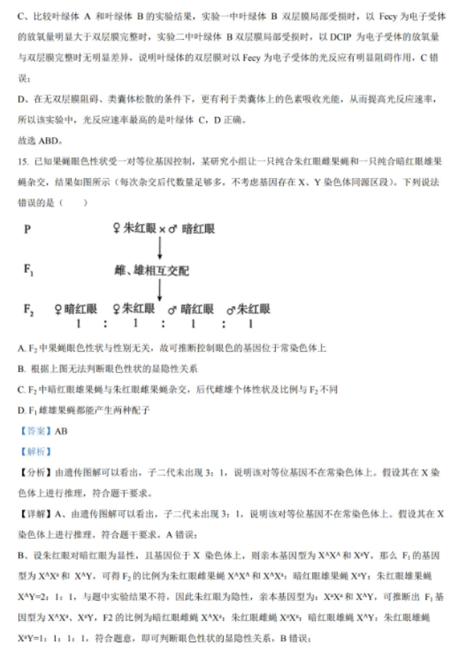 湖南2024高三11月期中生物真题含答案