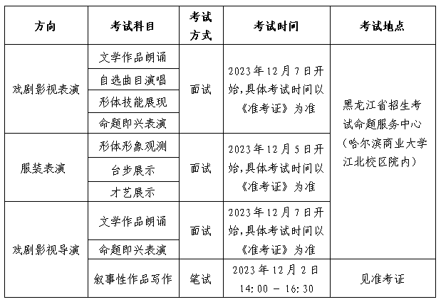 黑龙江2024普通高校艺术类招生考试安排