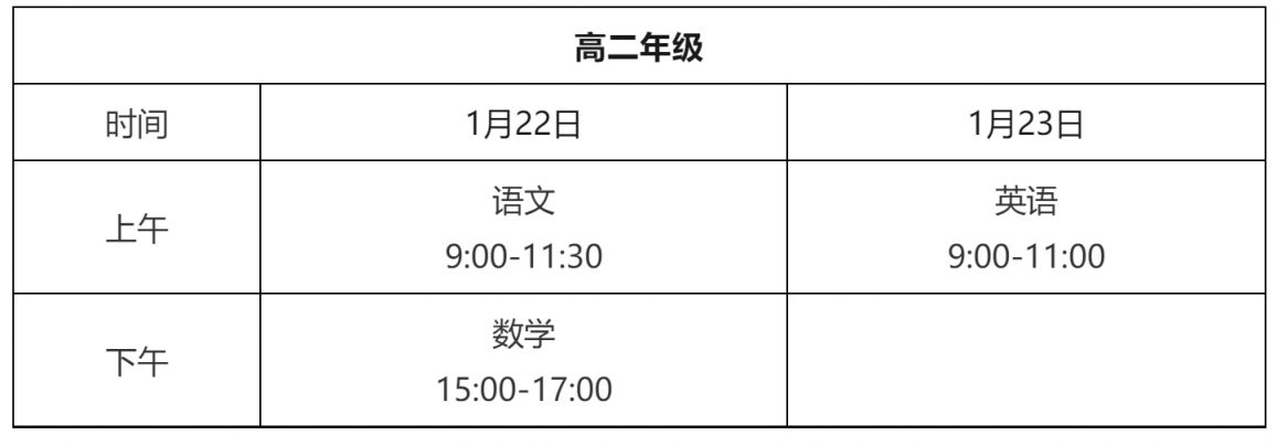 常州高中期末考试时间