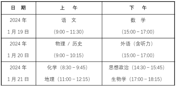 广西2024年高考适应性演练考试时间