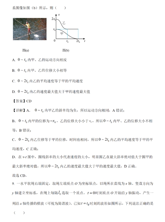 九省联考2024新高考适应性测试物理试题及答案