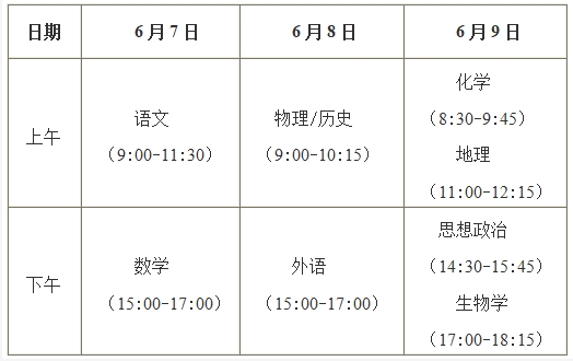 2024年广西高考时间表