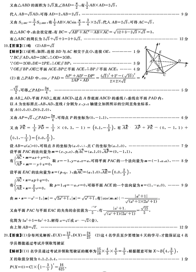 福建省百校联考2024届高三下学期正月开学考数学试卷及答案