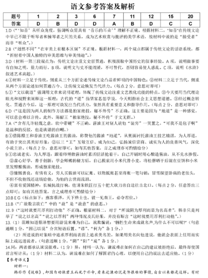 江西九江十校高三第二次联考语文考试试题与答案2024