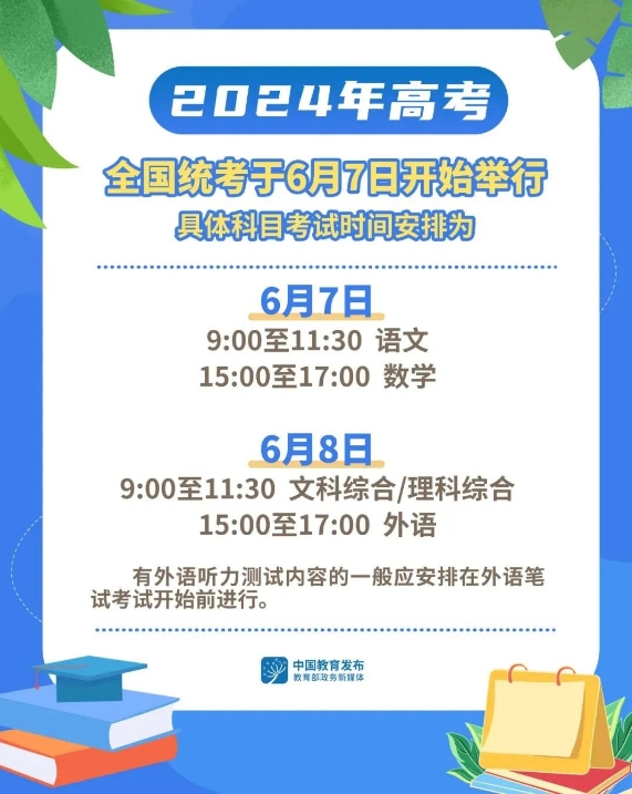 2024年高考全国统考时间为2天