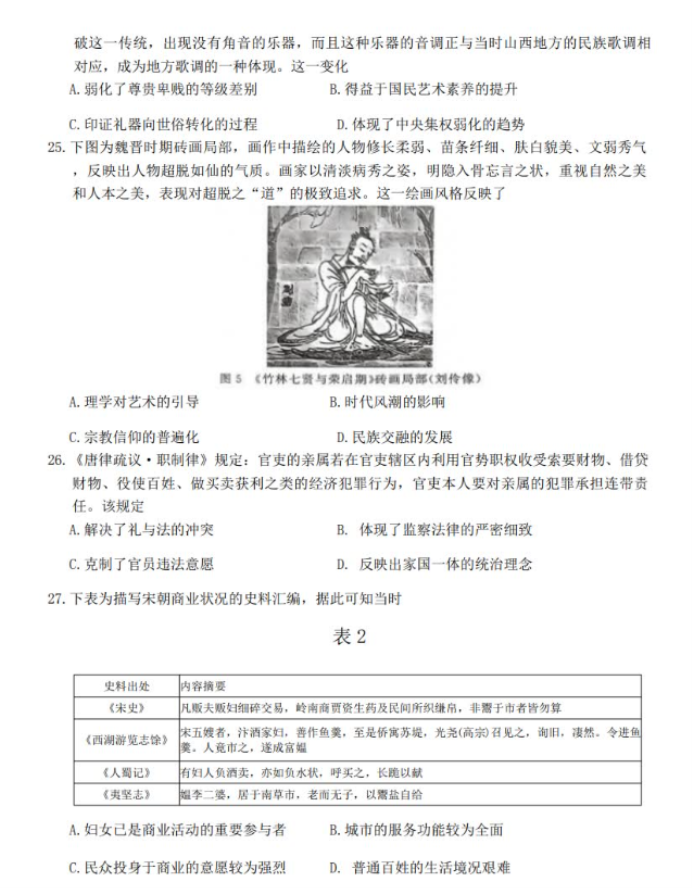 山西T8联考2024高三第二次文综考试试题及答案
