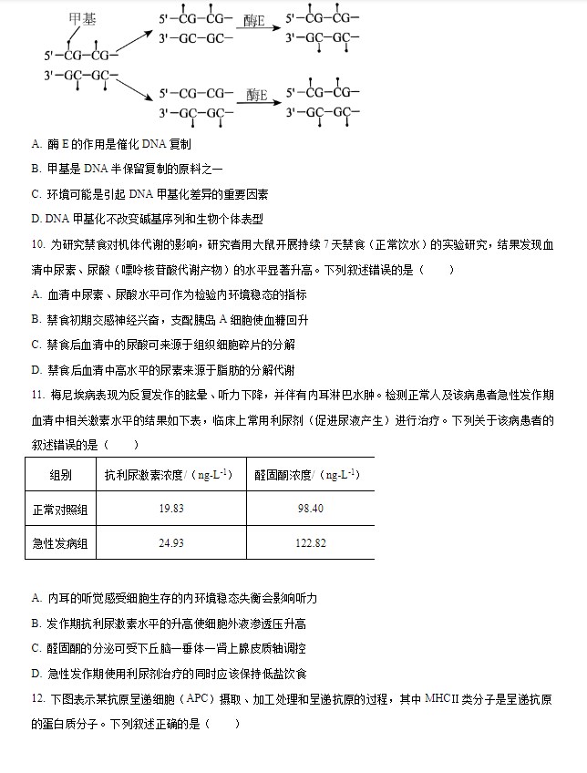 2024届吉林省普通高考生物试题