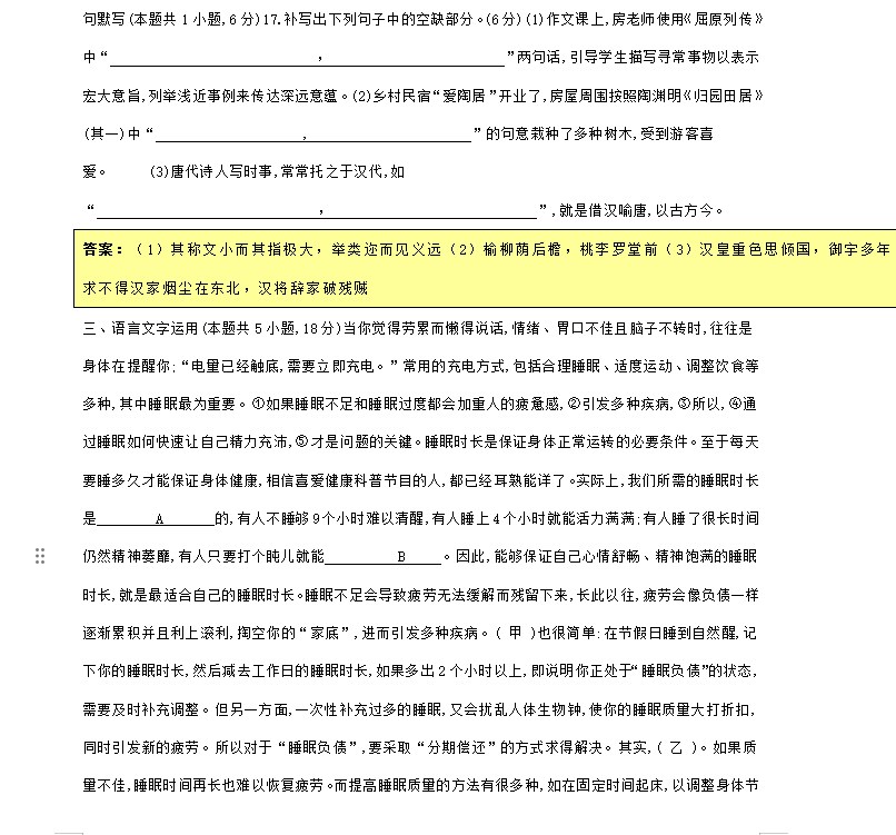 2024年新高考一卷语文试卷真题及答案