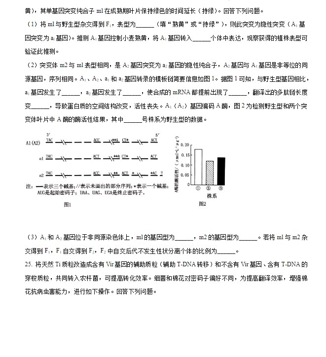 2024届吉林省普通高考生物试题