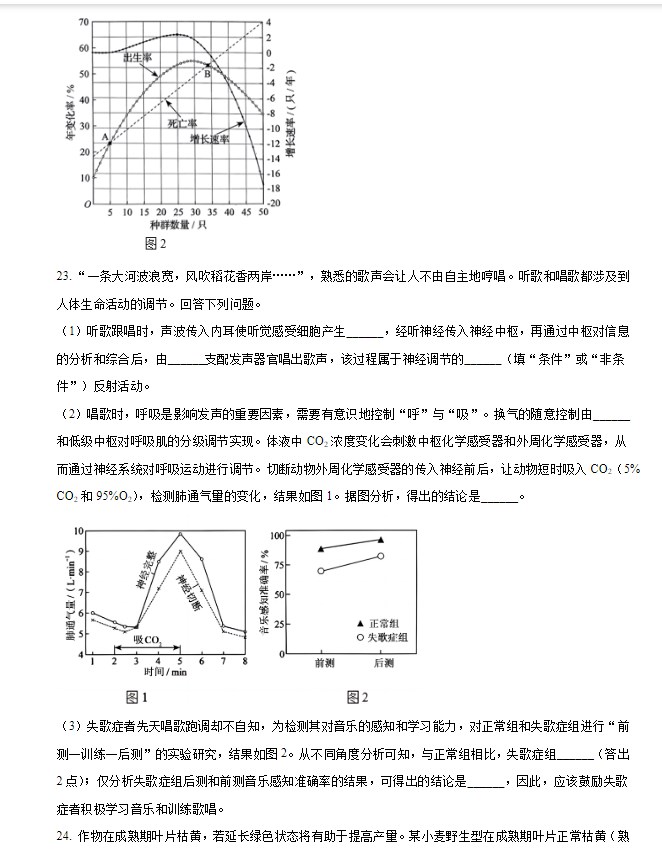 2024届吉林省普通高考生物试题